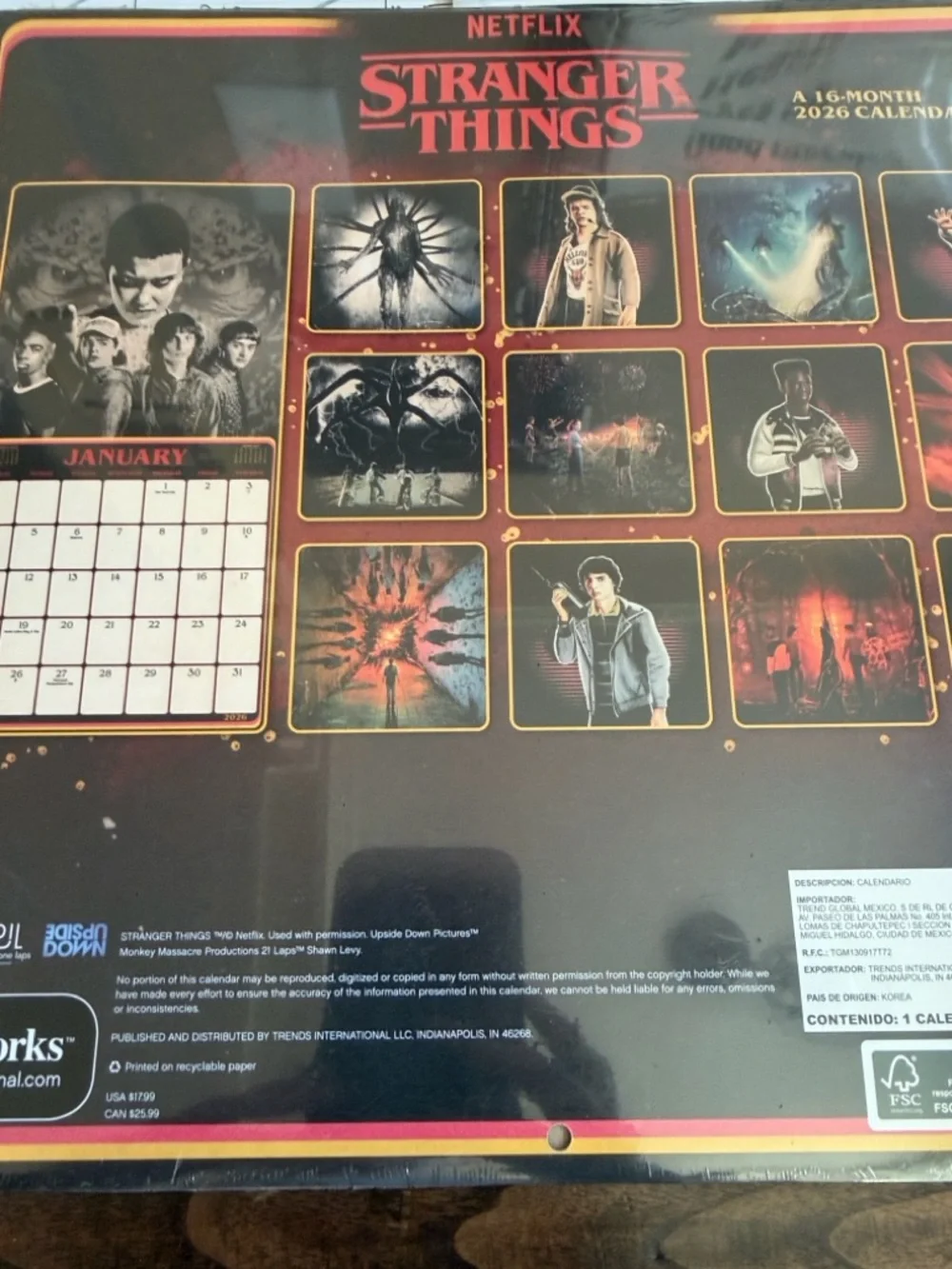 Netflix Stranger Things calendar- Red, Black, Orange Artwork